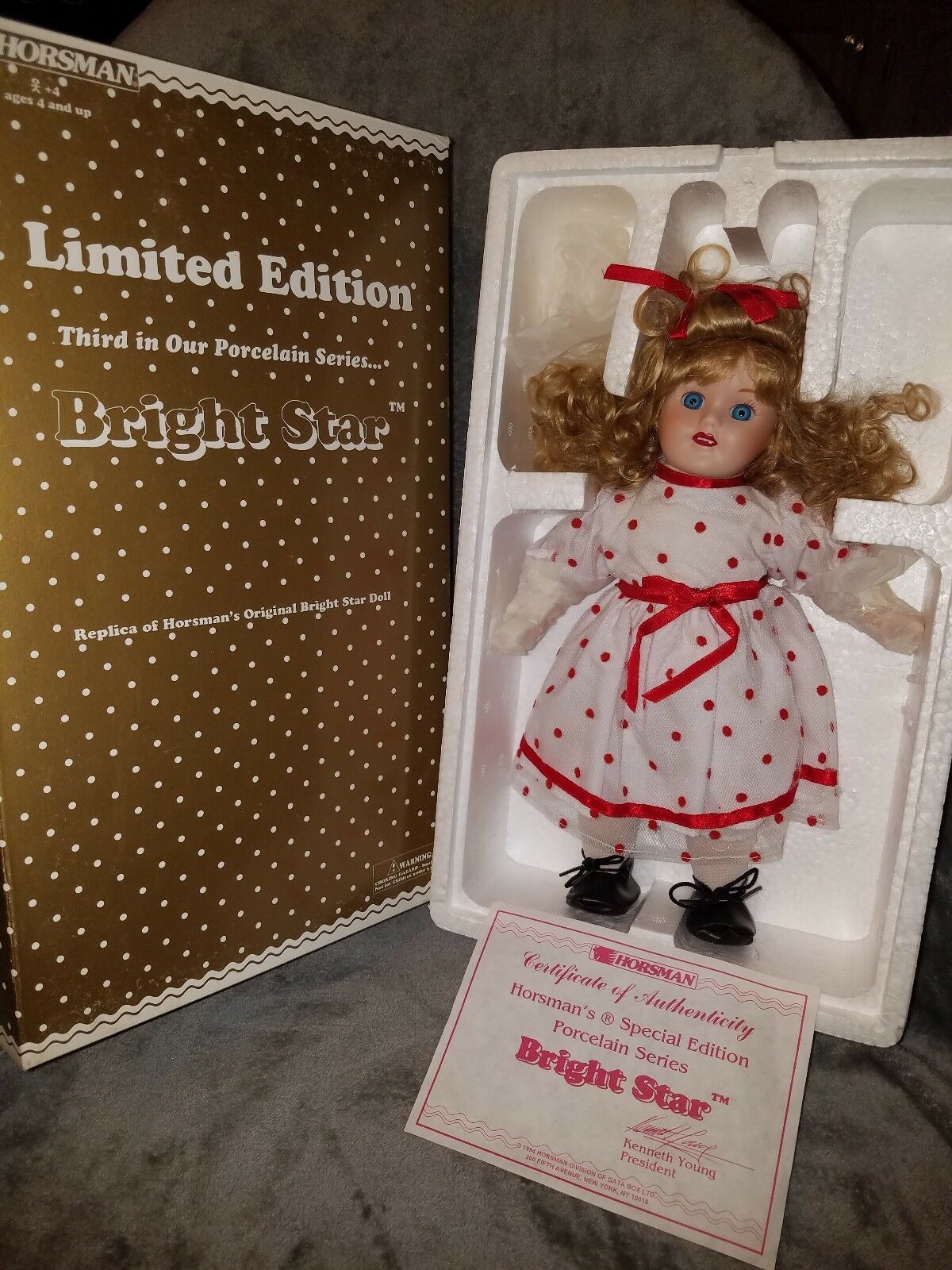 Horsman Limited Edition Porcelain Replica Of Original Bright Star Doll. Nib